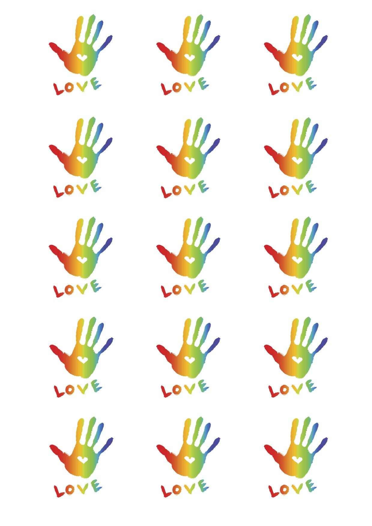 Design Sheet edible image LOVE Rainbow Hands