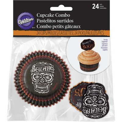 Skulls Standard Cupcake Papers and Picks Combo (24)