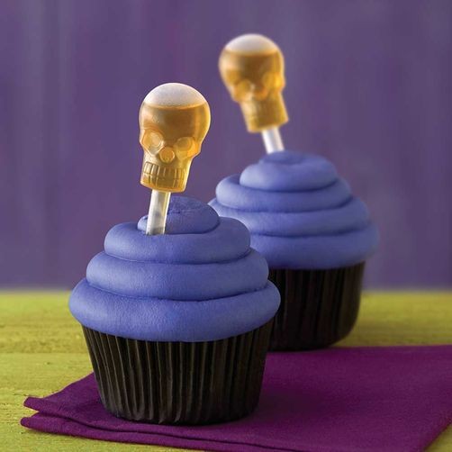 Halloween shot tops cupcake papers and SKULL pipettes