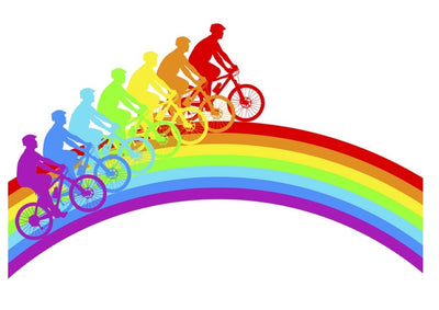 A4 Edible icing image Rainbow bicycle bike riders