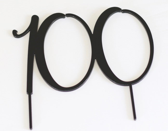 Acrylic Black cake topper numeral 100