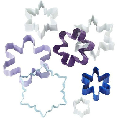 Snowflake 7 piece cookie cutter set coloured metal