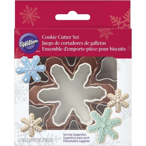 Snowflake nesting set 3 coloured cookie cutters