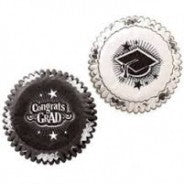 Graduation mini cupcake papers Black and White