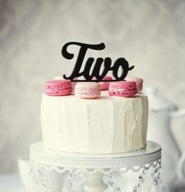 Number Two 2 Black Acrylic cake topper pick - Kiwicakes