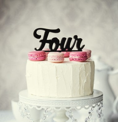 Number Four 4 Black Acrylic cake topper pick