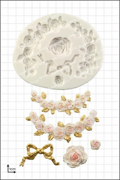 Rose Swags & bow decorative silicone mould