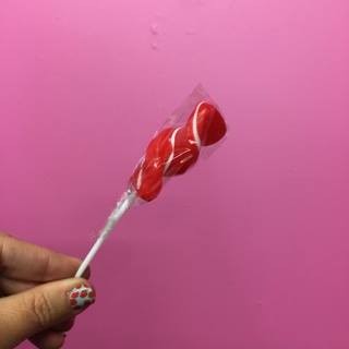 Red and White Ribbon twist lollipop (great for drip cakes)