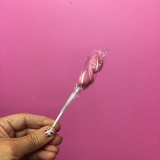 Pink and White Ribbon twist lollipop (great for drip cakes)