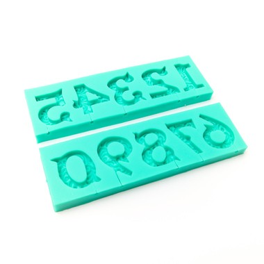 Ornate Numbers silicone mould (groove for pick during moulding)