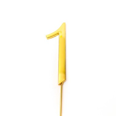 Gold metal numeral 1 cake topper pick