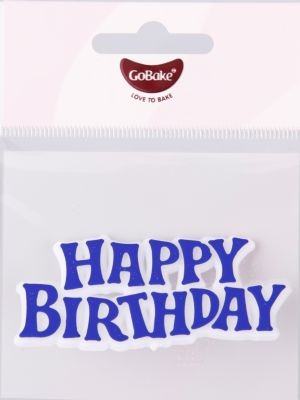GoBake Happy Birthday Plaque Motto BLUE