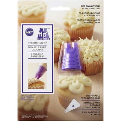 Duo piping tip nozzle Wilton pipe 2 styles of icing at same time