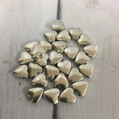 Heart dragee Silver metallic (real silver)  finish 100g