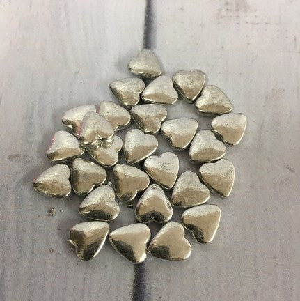 edible silver heart dragees