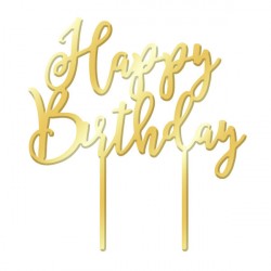 Happy Birthday Gold Mirror acrylic topper