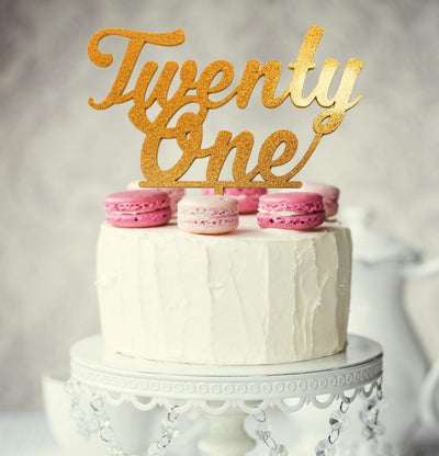 Number Twenty One 21 Gold Mirror Acrylic cake topper pick