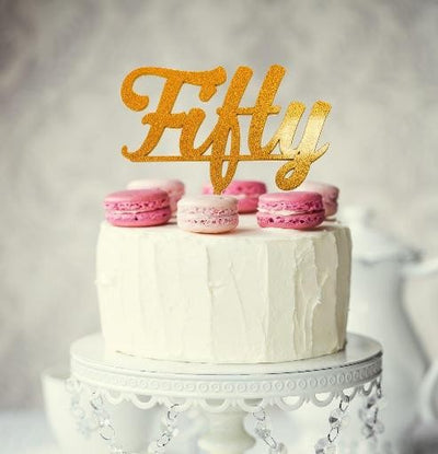 Number Fifty 50 Gold Mirror Acrylic cake topper pick