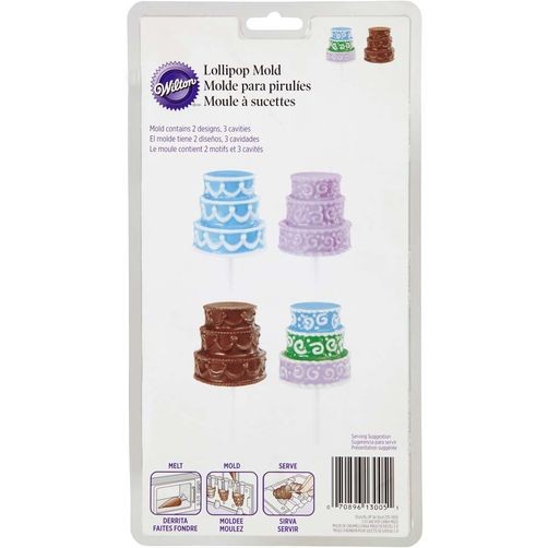 3d or 2d tiered cake shape lollipop chocolate mould set 2 moulds