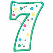 Green border No 7 numeral Polka Dot Sprinkles number candle