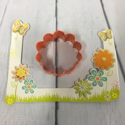 Carnation or Daisy scalloped flower orange metal cookie cutter
