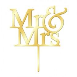 Mr & Mrs Gold Mirror acrylic wedding cake topper