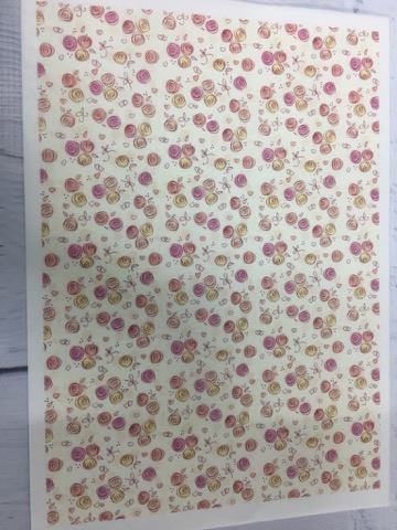 Wafer paper sheet Roses Yellow apricot pink Sketches