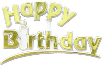 Happy Birthday Gold Plaque cake topper No 2