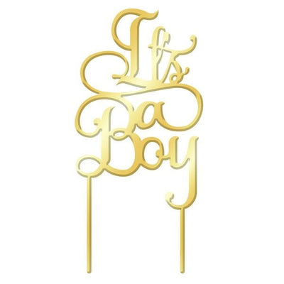 Its a Boy Gold Mirror Acrylic cake topper pick