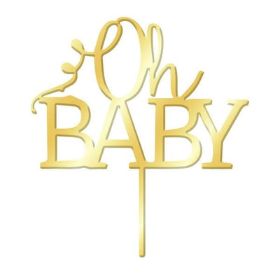 Gold Mirror Acrylic cake topper pick Oh Baby