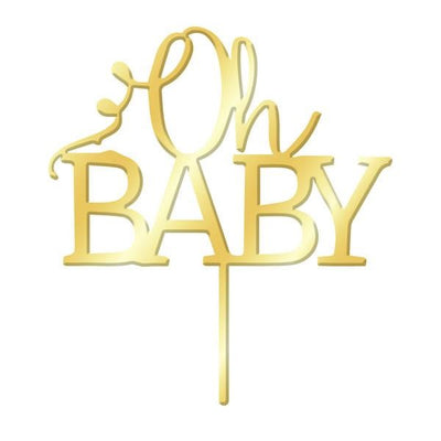 Gold Mirror Acrylic cake topper pick Oh Baby