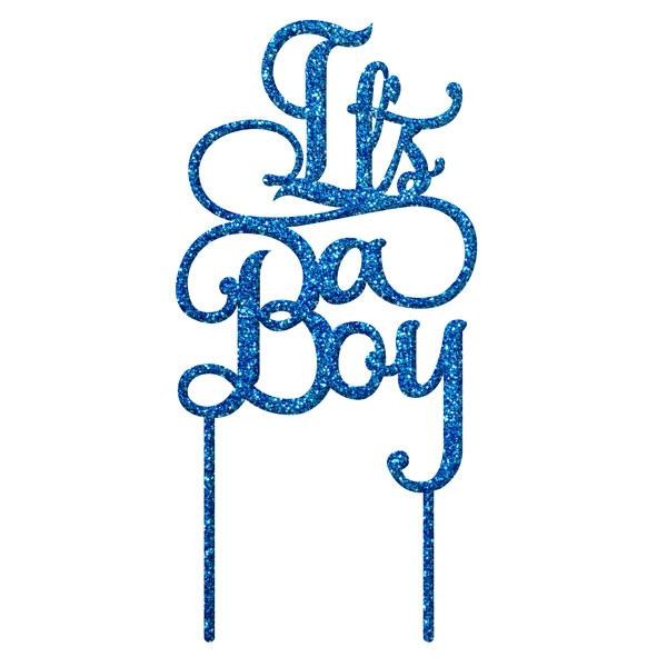 Its a Boy Blue Glitter acrylic topper