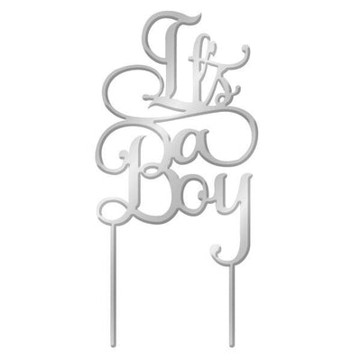 Its a Boy Silver Mirror Acrylic cake topper pick