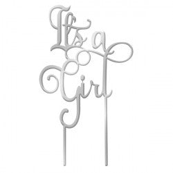 Its a Girl Silver Mirror acrylic topper