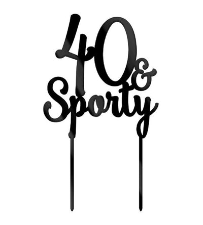 40 and Sporty Black Acrylic Cake topper