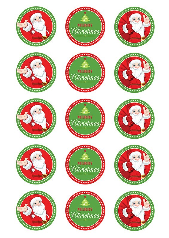 Design Sheet edible image Santa and Merry Christmas