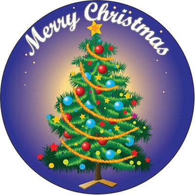 Edible icing image Merry Christmas with tree