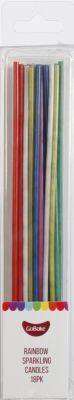 Sparkling multi coloured long thin candles 17cm (18PK)