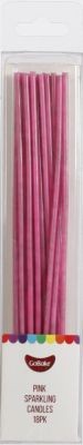 Sparkling PINK long thin candles 17cm (18PK)