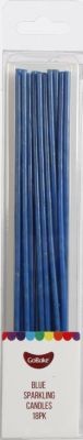 Sparkling BLUE long thin candles 17cm (18PK)