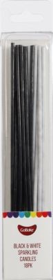 Sparkling BLACK and WHITE long thin candles 17cm (18PK)