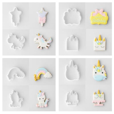 Unicorn set 8 fondant or mini cookie cutters