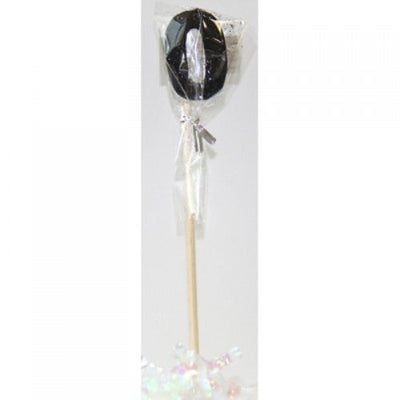 Long wooden pick candle Number 0 Black Glitter