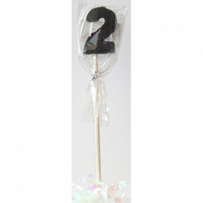 Long wooden pick candle Number 2 Black Glitter