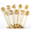 Long wooden pick candle Number 4 Gold Glitter