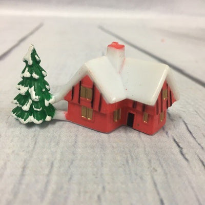 Christmas cottage with tree cake topper