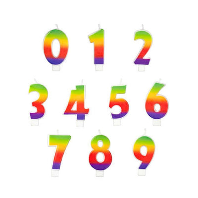 Rainbow numeral candle number 9