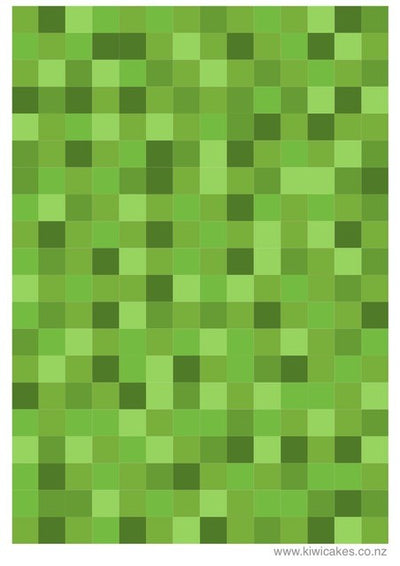 A4 Edible icing image PIXELLATED SQUARES Medium green