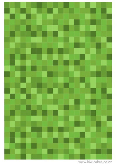 A4 Edible icing image PIXELLATED SQUARES Small green