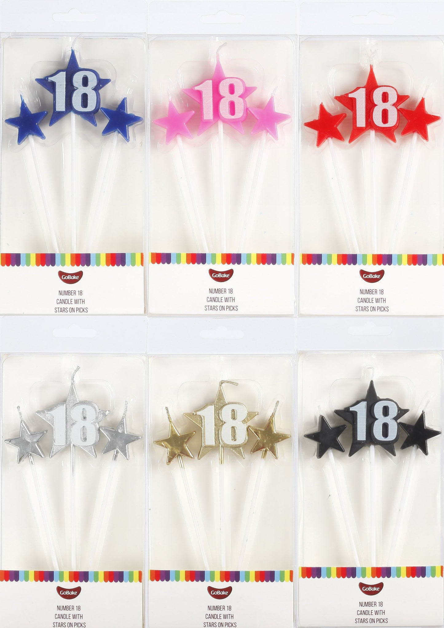 Number Star Pick candle set with Numeral 18 Blue